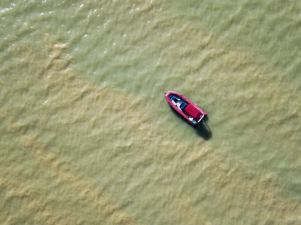 Drone Captures High Angle View Inflatable Boat Moored Andaman Sea — Stock Photo, Image