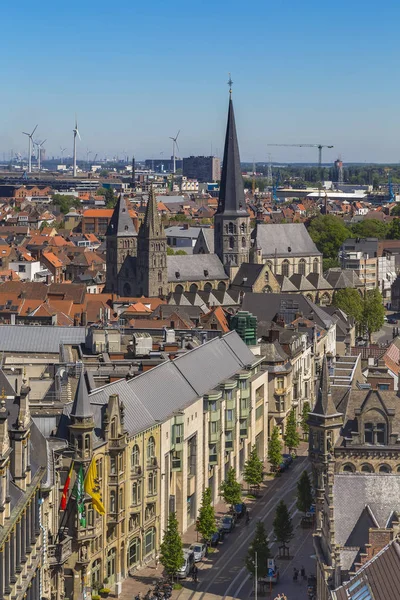 Pohled Město Kostel Svatého Jakuba Věže Beffroy Gentu Belgie — Stock fotografie