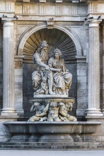 Fountain Allegory Danube Moritz Von Lhr 1869 Sculptural Allegory Group — Stock Photo, Image