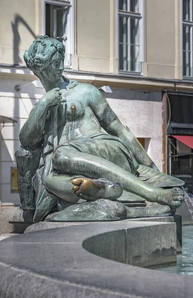 Fragment Des Donner Brunnens Zentrum Wiens Ist Die Skulptur Einer — Stockfoto
