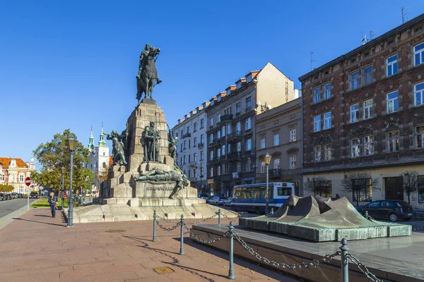 Krakow Polonia Octubre 2015 Monumento Batalla Grunwald Plaza Jana Matejki — Foto de Stock
