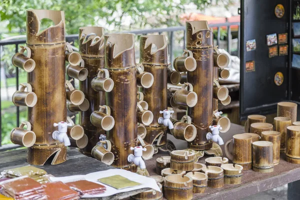 Souvenir Vases Vin Bambou Tasses Bambou — Photo