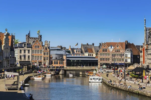 Ghent Belgien-Lys floden Embankment — Stockfoto