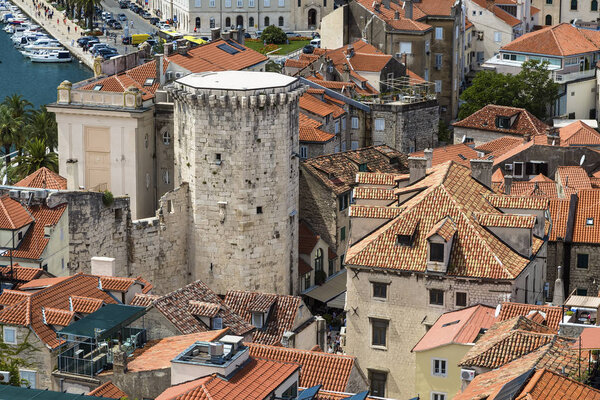  city and one of the towers of Diocletians Palace