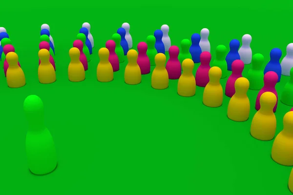 Darstellung Von Vielen Figuren Unterschiedlicher Farbe Kreisförmiger Anordnung — Stockfoto