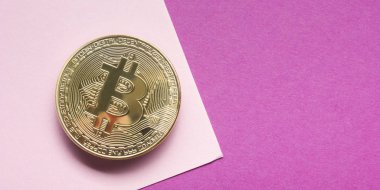 Altın bitcoin dolar arka plan ile. Kripto para birimi için kavramsal görüntü.