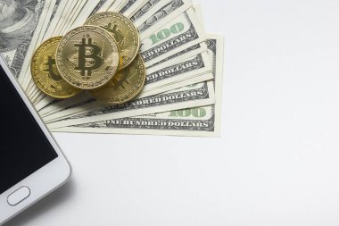 Bitcoin altın para. Kripto para birimi konsepti. Sanal para birimi arkaplanı.