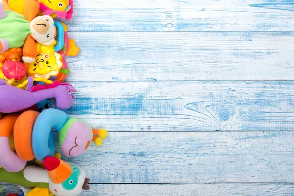 Conjunto de coloridos juguetes para niños marco. Copiar espacio para texto — Foto de Stock