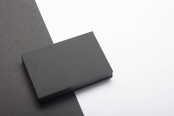 Business cards blank. Mockup on color background. Flat Lay. copy space for text