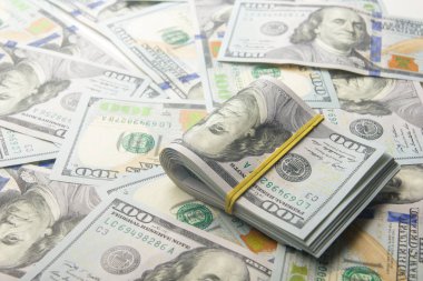 para arka plan. Amerikan yüz dolarlık banknotlar. Finans kavramı