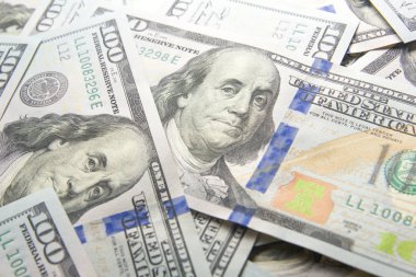 para arka plan. Amerikan yüz dolarlık banknotlar. kopyalama alanı