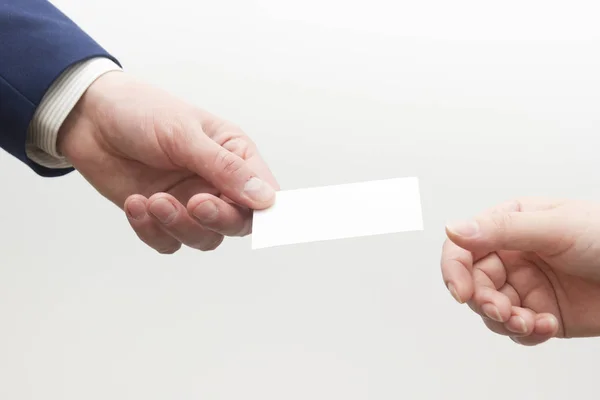 Business executive exchanging business card blank. Copy space Royalty Free Stock Images