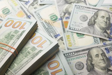 para arka plan. Amerikan yüz dolarlık banknotlar. kopyalama alanı