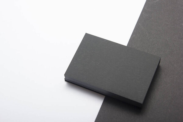 Business cards blank. Mockup on color background. Flat Lay. copy space for text