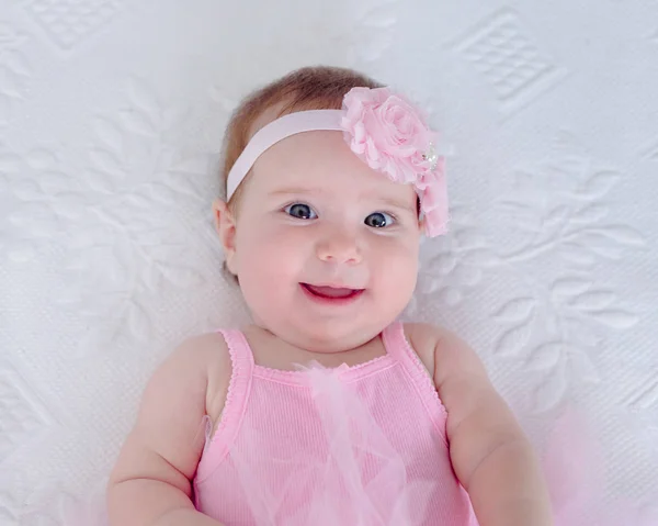 Entzückendes Lächelndes Baby Mädchen Monate Alt Kleine Tutu Tänzerin — Stockfoto