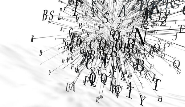 Трехмерная иллюстрация творческого письма и литературности.
