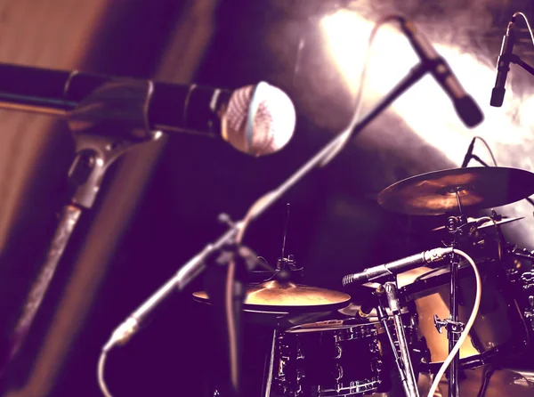 Fundo Música Vivo Tambor Palco Concerto Estilo Vida Noturno — Fotografia de Stock