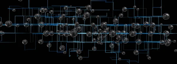 技術とデジタルの概念 イラスト インターネットと科学のモダンなデザイン メッシュと純の抽象的な構造 — ストック写真