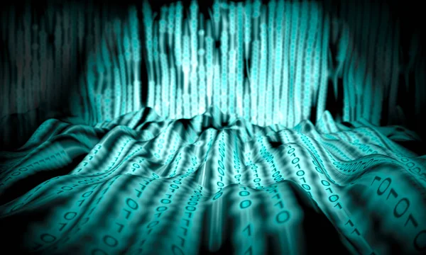 Computing Technologie Achtergrond Golf Virtuele Surface Afbeelding Abstracte Binaire Code — Stockfoto