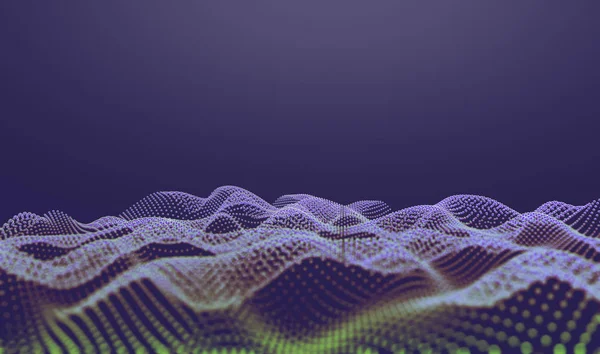 科技理念的抽象背景 波浪和点网 — 图库照片