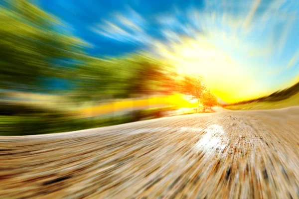 Koncepcja Drogi Prędkości Tle Ruchu Autostrady Zachód Słońca Krajobraz Transportu — Zdjęcie stockowe
