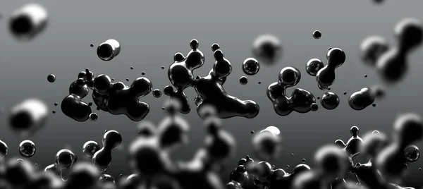 Kształty Atramentu Lub Płynu Nauka Fizyki Chemii Streszczenie Czarne Krople — Zdjęcie stockowe