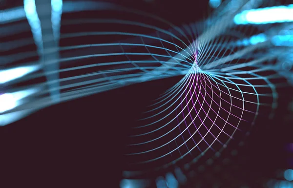 Абстрактне Хвильове Тло Технології Науки Сітка Або Мережа Лініями Геометричними — стокове фото