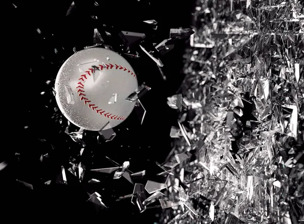 Baseball Ball Motion Breaking Glass Concept Action Strength Team Sport — Stock Photo, Image