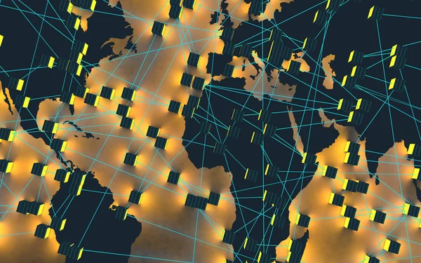 Concepto Mapa Socio Mundo Logística Tecnología Los Negocios Internet Red —  Fotos de Stock