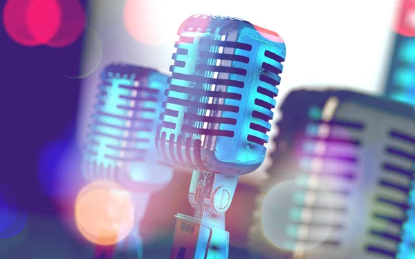 Tło Muzyczne Żywo Mikrofon Etapie Światła Mikrofon Etapie Światła Koncert — Zdjęcie stockowe