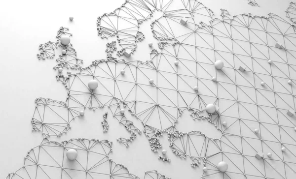 Mapa do mundo e rede — Fotografia de Stock