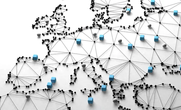 Mappa del mondo e networking — Foto Stock