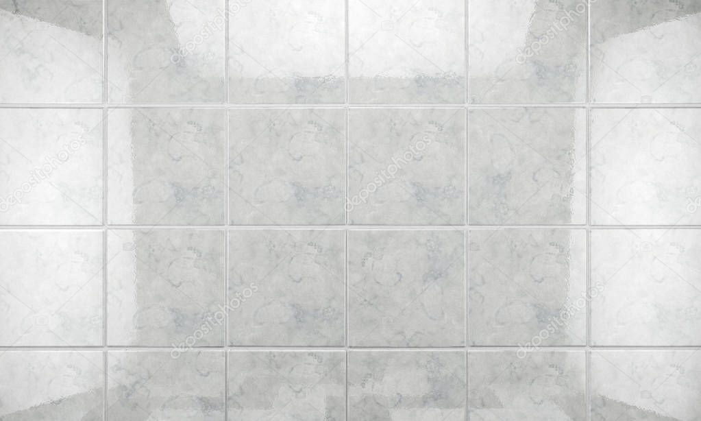 Clean tile wall bathroom background.3d illustration