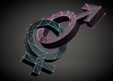 Semboller ve erkek ve kadın cinsiyet isol simgeleri 3d illüstrasyon