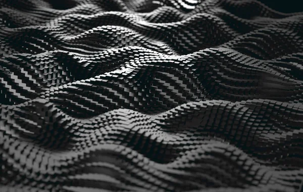 立方体网格和波抽象背景的特写图像 — 图库照片
