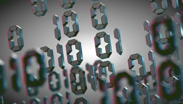 Streszczenie 3D tło, język binarny i wirtualny Matrix Conso — Zdjęcie stockowe