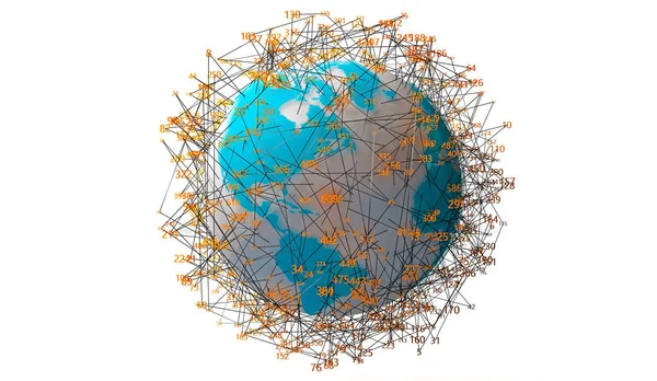 Mapa do mundo e ferramentas informáticas para a cibersegurança . — Fotografia de Stock