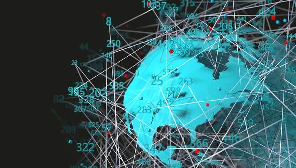 サイバーセキュリティのための世界地図とコンピュータツール. — ストック写真