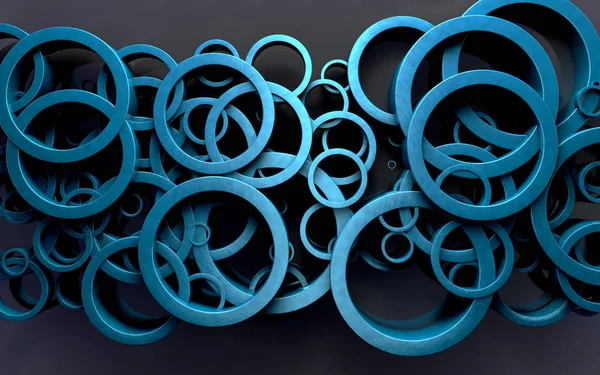 Abstrakt design av slingor och ringar. 3D-illustration — Stockfoto