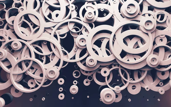 Abstrakte Gestaltung von Schlaufen und Ringen. 3D-Illustration — Stockfoto