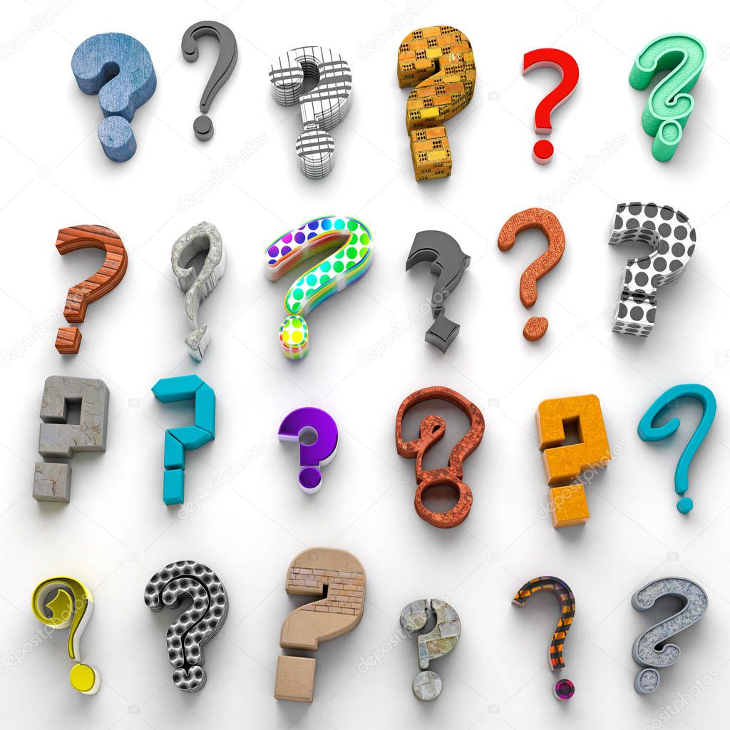 Many questions icon.3d illustration