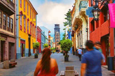 Kanarya Adaları. Tenerife, La laguna Köyü. Kanarya 'da seyahat ve turizm..