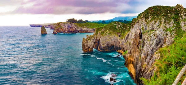 Scenic Cliff Landscape Sea Storm Weather Cliffs Hell Spain Asturias — Stock Photo, Image