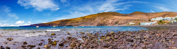 Paisagem Panorâmica Pequena Vila Piscatória Playa Quemada Lanzarote Ilha Das — Fotografia de Stock