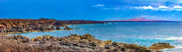 Scénická Krajina Los Hervideros Láva Jeskyně Ostrově Lanzarote Orientační Bod — Stock fotografie