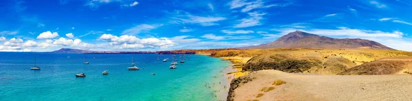 Spanischer Blick Auf Malerische Landschaft Papagayo Playa Blanca Lanzarote Tropische — Stockfoto