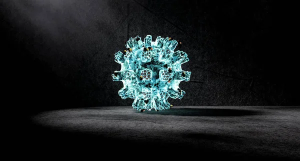 Bulaşıcı virüslerin ve bakterilerin 3D çizimi. Coronavirus COVID-19
