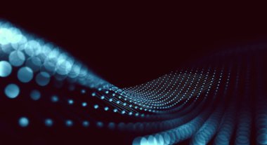 Ağ ve veri ağı sistemi soyut arkaplan, yapı ve bağlantı 3D illüstrasyon. Teknoloji ve bilim konsepti