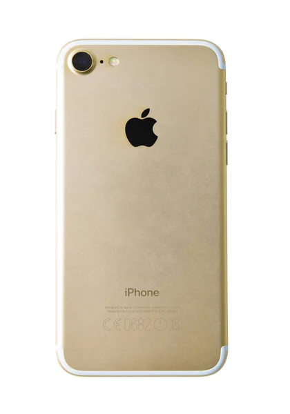Chlumcany República Checa Dezembro 2017 Apple Iphone Cor Dourada Isolada Fotografias De Stock Royalty-Free