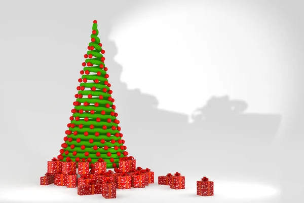Arbre de Noël avec décorations sur fond blanc Photos De Stock Libres De Droits
